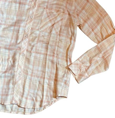 Rails  Women’s Sz M Peach Powder Pink Plaid Button Front Hunter Shirt