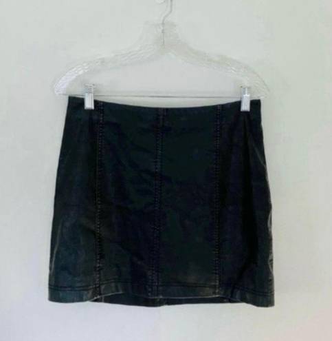 Free People Faux Leather Black Mini Skirt Neutral Holiday Party Emo Grunge