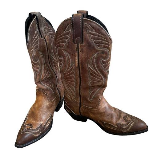 Laredo  Women's Brown Leather Western Cowboy Boots Pointed Toe Size 7 M