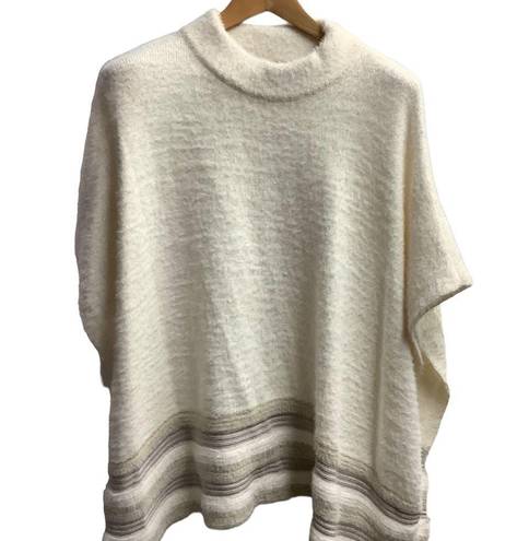 Chico's Chico’s fabulously cream mixed‎ stitch poncho size S-M (3599)