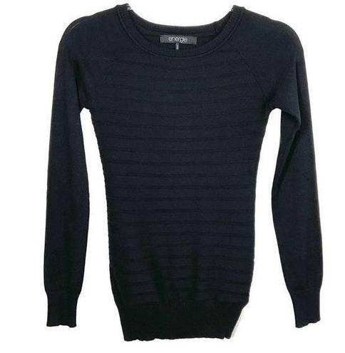 Energie  Black Striped Raglan Long Sleeve Lightweight Sweater Small