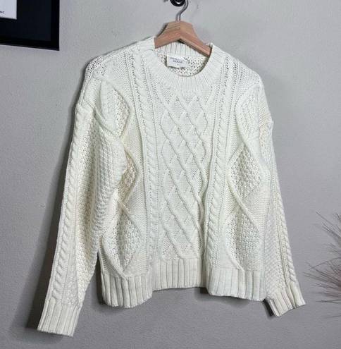 Tuckernuck  Hyacinth House Sweater Cable Knit Ivory Crewneck Sweater Size XS