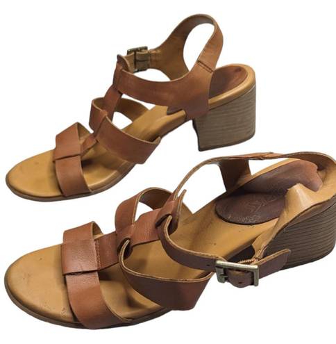 Kork-Ease Korks  Cornelia Cognac Brown Leather Block Heel Gladiator Sandals 11