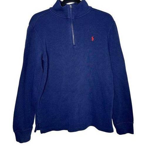 Polo  Ralph Lauren Vintage Navy 1/4 Zip‎ Thick Cotton Pullover Sweater. Size XL