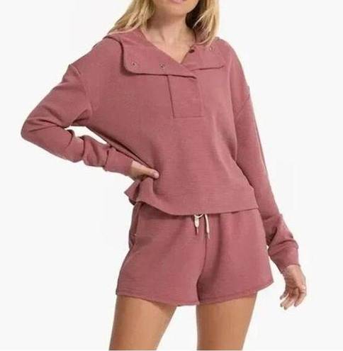 Vuori  Bayview Thermal Waffle Hoodie Pullover Sweatshirt Rosewood Pink XS