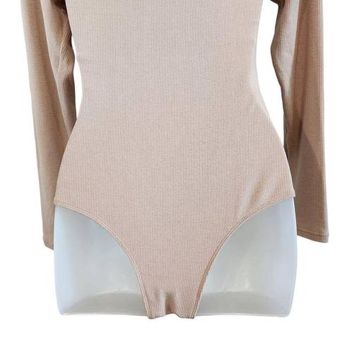 Klassy Network  Mock Neck Plush Long Sleeve Brami Bodysuit Built In Bra Size M