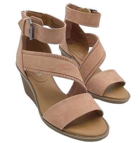 Dolcetta  Delia Blush Pink Faux Suede Strappy Ankle Wrap Wedge Women’s Size 6