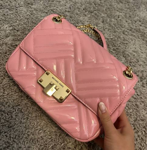 Michael Kors Medium Shoulder Flap Purse in Patent Pink