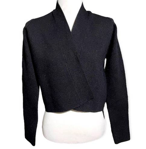 Oak + Fort  Black High-low Boxy Cropped Sweater Cardigan Size XS