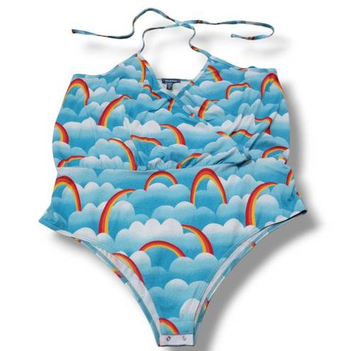 Modcloth  Bodysuit Size 2X Plus Size Bodysuit Halter Rainbows And Clouds New NWOT