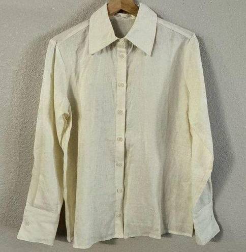 Oak + Fort  NWT 100% Linen Cream Button Up Shirt Collar Womens size XS