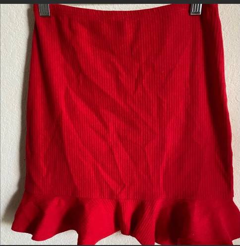 Lovers + Friends Revolve  Flamingo Red Ruffle Skirt Size S