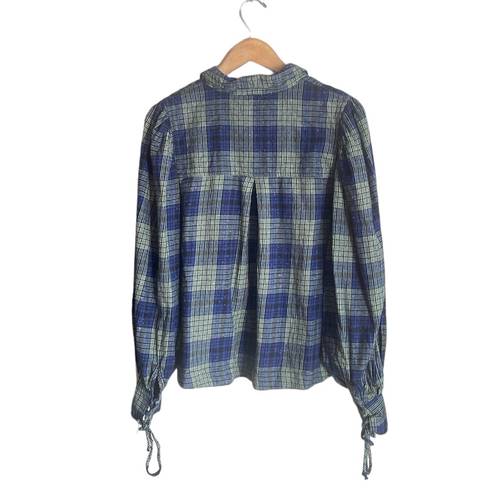 We The Free Free People Sun City Plaid Puff Sleeves Top