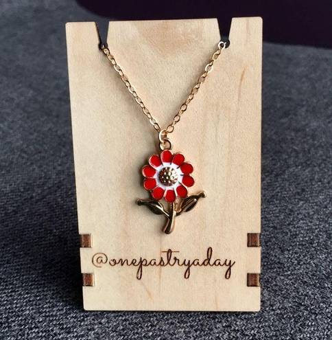 Wish Flower Make a  Fashion Necklace, Gold, Red Enamel