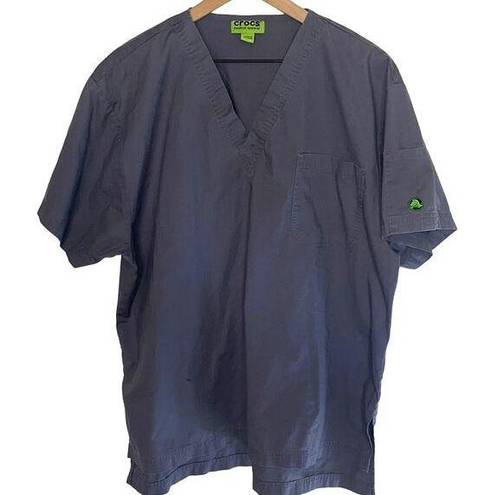 Crocs  Medical Apparel Scrubs Top Size Large Gray V Neck Unisex Neutral