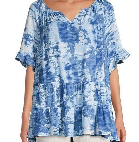 BEACH LUNCH LOUNGE Women's Akia Tie-dye Tiered Top In Water Art Small