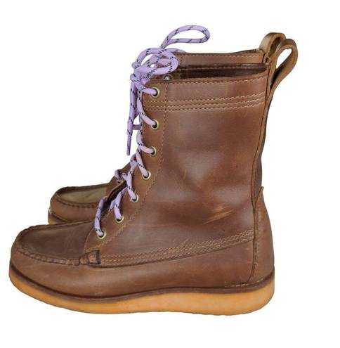 Krass&co Lanona Shoe  Tavern Boot 8" Brown Leather Moc Toe Boots  Women's Size 7.5