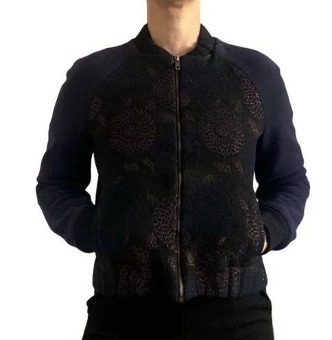 Martin Grant Paris Brocade Bomber Jacket in Blue 4 36 Womens Jacquard Coat Size undefined