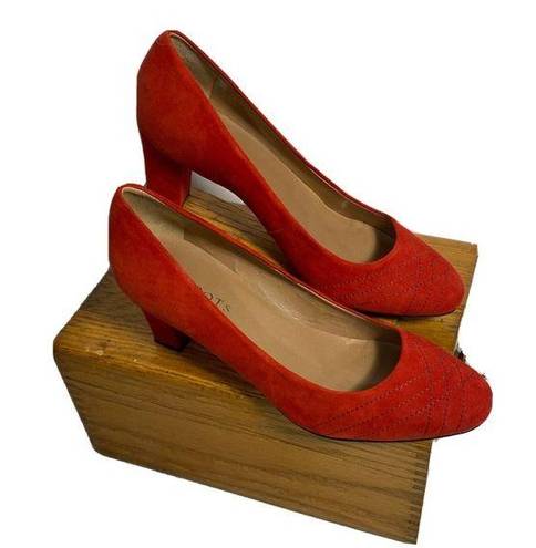 Talbots  Red Suede Shoes 2.5” Heeled Slip Ons Made In Brazil size 8B