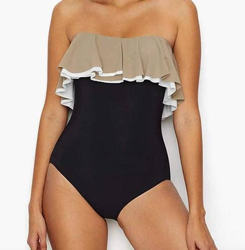 Coco reef  Paradiso Agate Ruffle Bandeau One-Piece Size 12 36D Black