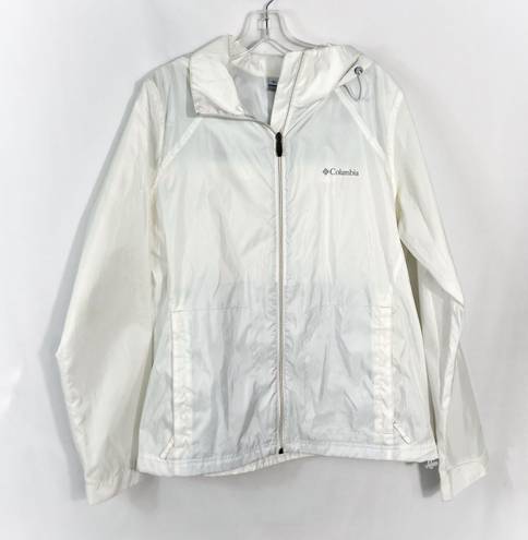 Columbia Women’s White Full Zip Front Pocket Front Windbreaker Rain Jacket XL