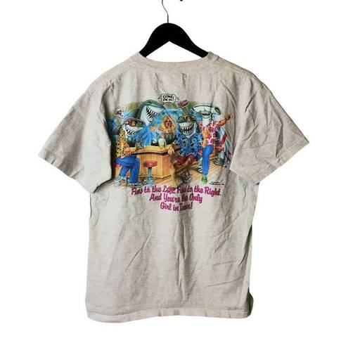 Only 1989 Vintage Classic Caribbean Soul  Girl In Town Sharks T Shirt 80s Gray L