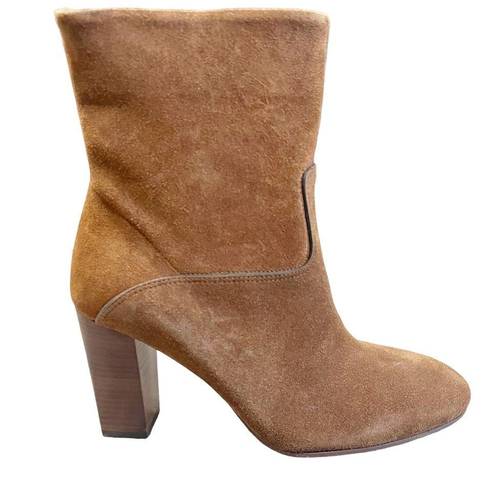 Polo  by Ralph Lauren Brindley Suede Ankle Boot Heel Booties Tan Size 9B