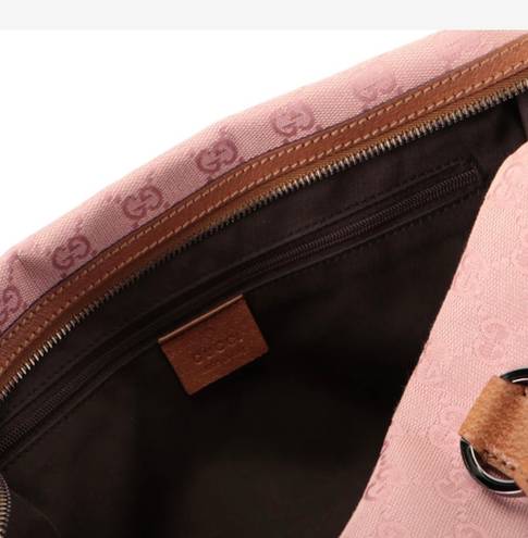 Gucci Pink GG Canvas And Leather Trim Handbag Vintage