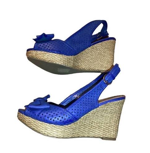 Apt. 9 Blue  Wedges High Heels Beach Coastal Vacation Party