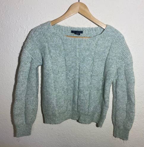 Tahari Green Knit Cropped Long Sleeve Top ( S )