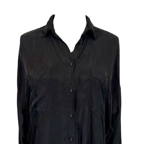 Dissh  Campbell Black Long Sleeve Relaxed Button Up Shirt Blouse