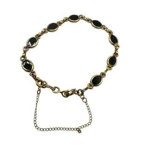 Onyx 12k gold filled  black  link bracelet