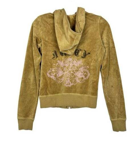 Juicy Couture Vintage  Track Jacket S Brown Velour Spell Out Zip Hoodie Y2K USA