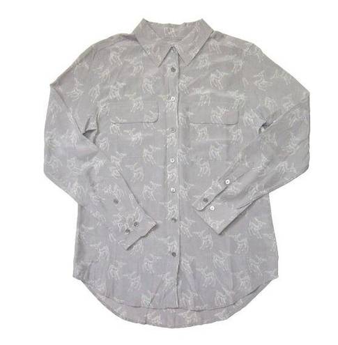 Equipment NWT  Signature Slim in Silver Scone Deer Silk Button Down Shirt S