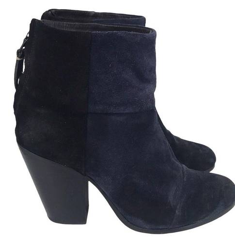 Rag and Bone  NEWBURY CLASSIC SUEDE TWO TONE BOOTS BLACK NAVY WOMENS SIZE 8 $485