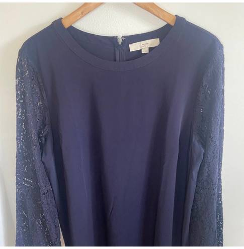 Loft - blue lace long sleeve dress