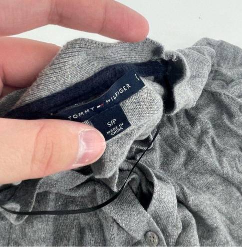 Tommy Hilfiger  Gray Button Front V Neck Cotton Cardigan