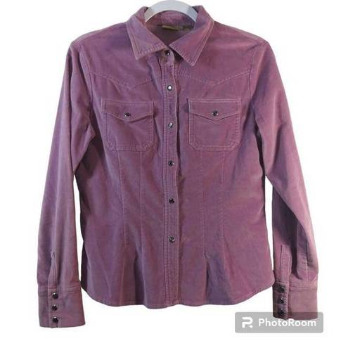 Caslon  Purple Velvet Western Rodeo Button Front Shirt Size Small