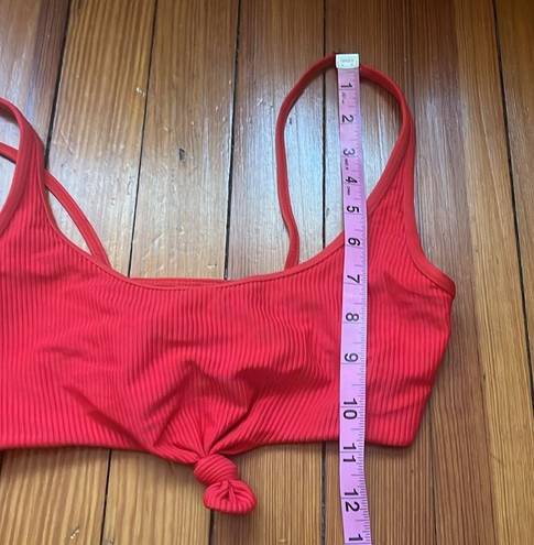 Frankie’s Bikinis Frankie's Bikinis Red Ribbed Knotted Bikin Top Sz S