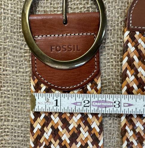 Fossil Women’s Wide Woven Leather Belt  Size Medium  0-35 Inches