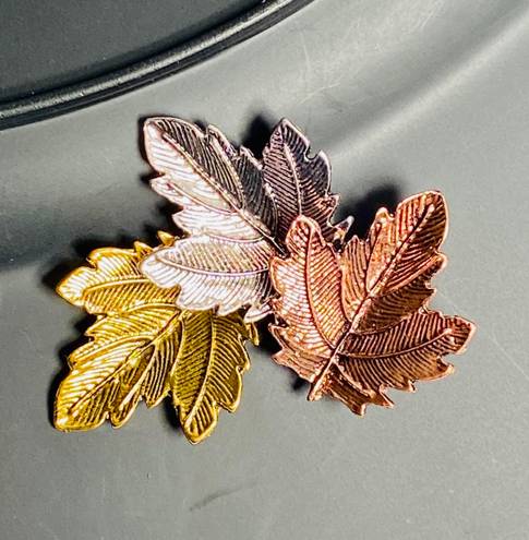 & Other Stories New Vintage Look Three Color Leaf Brooch Pin