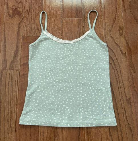 Brandy Melville SKYLAR EYELET TANK pastel green floral