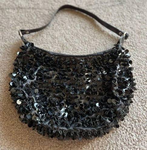 Hot Kiss  Black Sequin Satchel Flapper Style Over Shoulder Purse Glam Era Tour