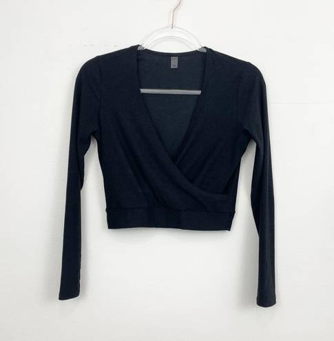 Beyond Yoga Black Surplice Wrap Long Sleeve Top