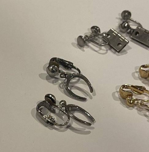 Gold Hinge Lot Of 3 Fun Novelty Clip On Screw On Earrings Dangle- Door Hinge Horseshoe Etc