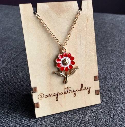 Wish Flower Make a  Fashion Necklace, Gold, Red Enamel