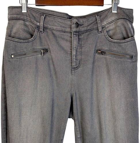 NYDJ  Alina Denim Leggings Womens Size 12 Grey Wash Front Zipper Lift Tuck