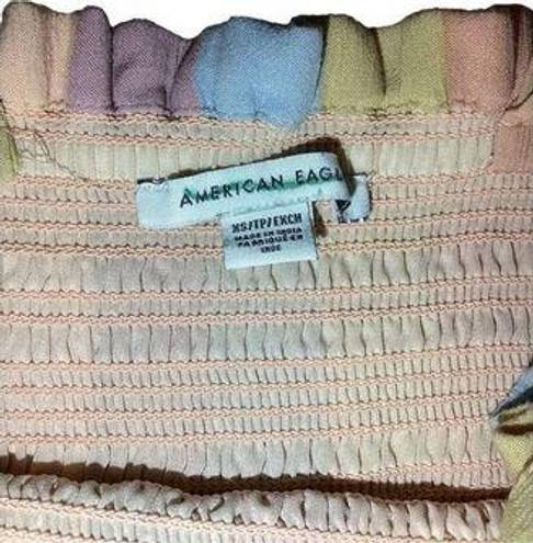 American Eagle  Multicolored Stretch Dress Ruffles Rainbow Pastel