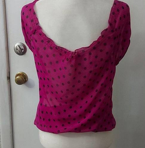 belle du jour  Sheer Tie Front Blouse Pink/Black Size S