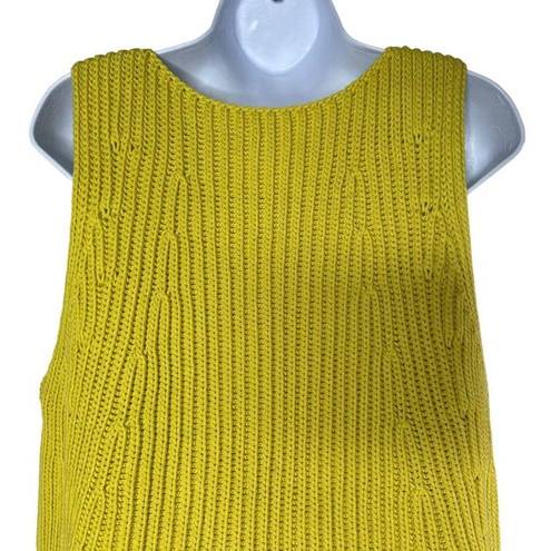 Vince  Women's Chartreuse Green Heavy Chunky Knitted Tank Top Vest Size Large